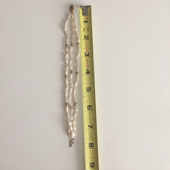 Vintage Triple Strand Freshwater Pearl and Gold Bead Bracelet - Picture 4 of 5